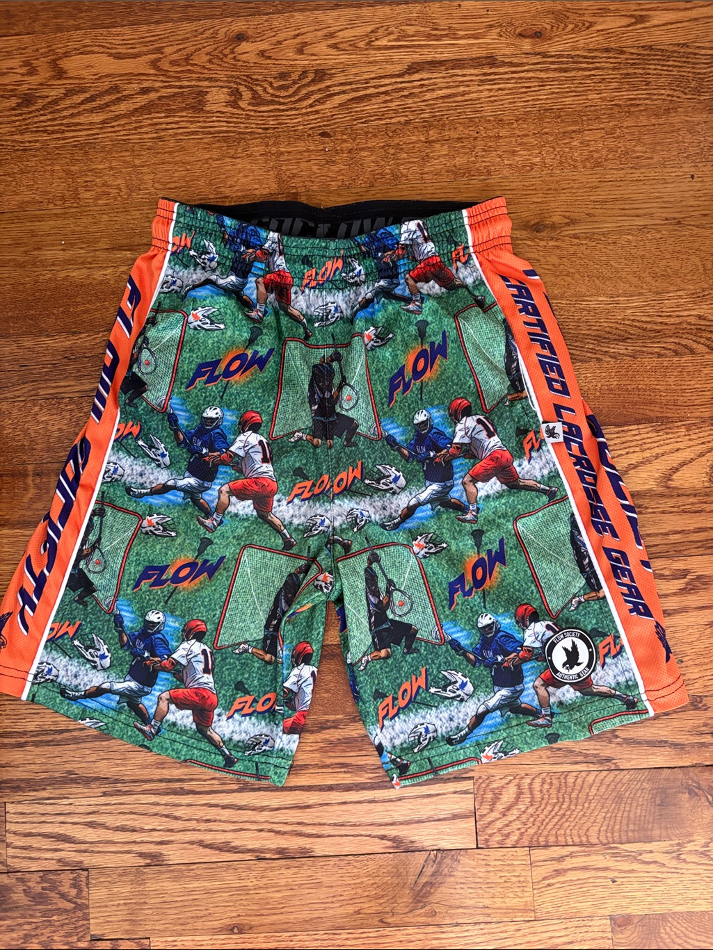 Boys' Lacrosse Graphic Athletic Shorts - Green/Orange